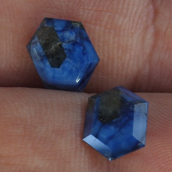Sapphire Slice for Earrings or Cufflinks, Loose stones, stones for jewelry, Sapphire loose 11.4x8.5mm Faceted Stone