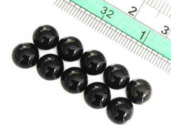 Set of 10 Calibrated Black Onyx Round Cabochons - 7mm Loose Stones for Jewelry Making