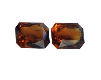 4.02 ct pair of Citrine Madeira, Genuine Gemstones, 9x7mm, Radiant cut