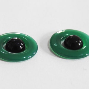 DIY Eyes Only Donut and Cabochon set of 4 stones, Green Agate Donut 16mm, Black Onyx Cabochon 7mm