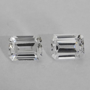 Pair of Stones Emerald cut 8x6mm, Cubic Zirconia