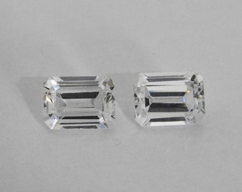 Pair of Stones Emerald cut 8x6mm, Cubic Zirconia