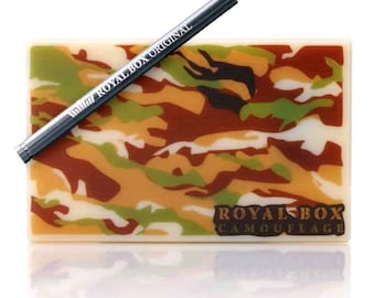 The Royal Box Beige Camouflage Design 8 Compartment Snuff Box w/ Built in 3” Aluminum Straw Dry Powder Storage Device New