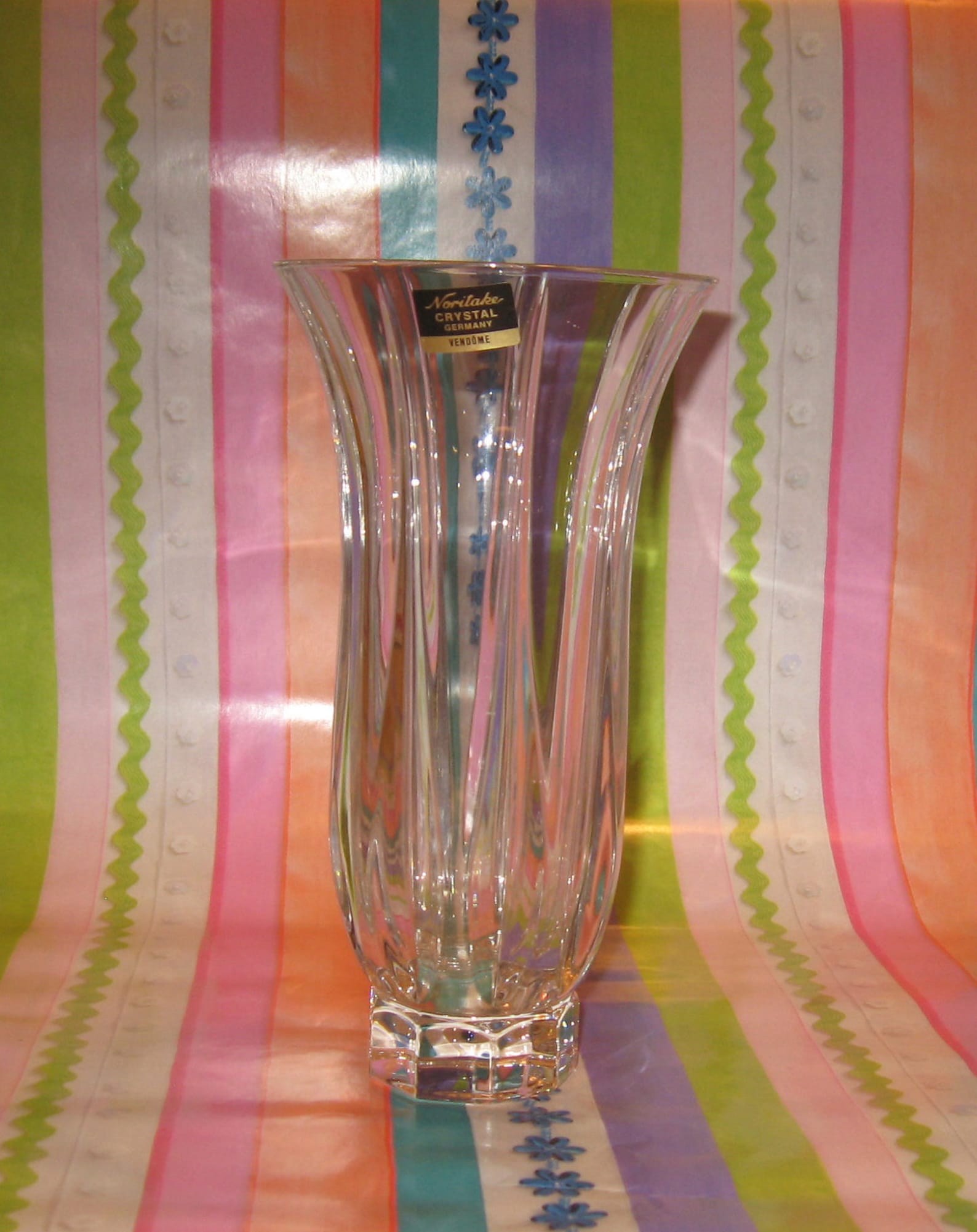 Vintage Noritake Germany Lead Crystal Vase Ruffled edges Etsy