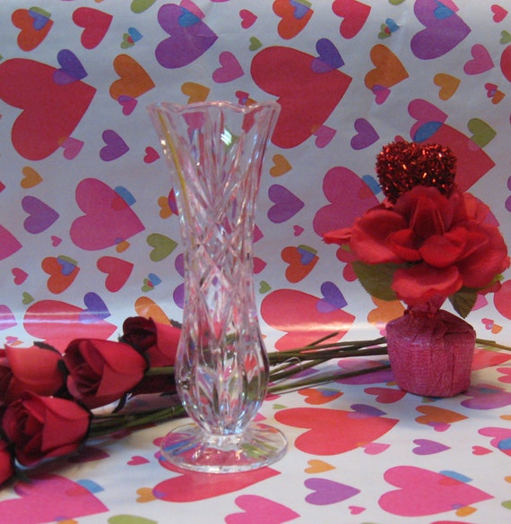 Vintage Crystal Glass Vase From Noritake Valentine S Vase Etsy