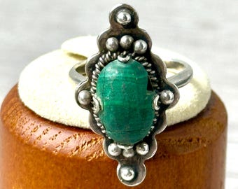 Vintage Sterling Silver Ring Setting - Size 7.5 - Malachite Stone Included