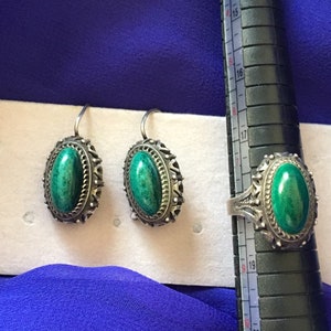 Vintage Silver Set Ring  and Earrings Silver 875 Hallmark USSR
