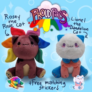 Proud Pals 6 Inch Plushies - Rosey and Lionel the Cat - PRE ORDER - pride lgbt gay transgender cute meow owo cat plush toy stuffed animal