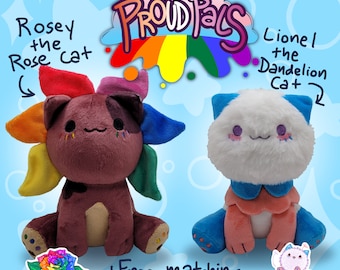 Proud Pals 6 Inch Plushies - Rosey and Lionel the Cat - PRE ORDER - pride lgbt gay transgender cute meow owo cat plush toy stuffed animal
