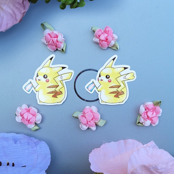 Trans Pikachu 2 Inch Vinyl Sticker Waterproof - LGBT Lesbian Gay Bisexual Transgender Pokémon