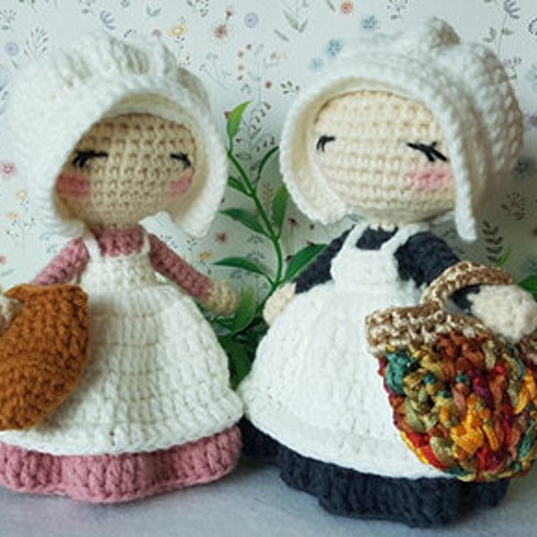 Crochet Doll Pattern, Sun Bonnet Couple-Girl, Amigurumi Doll Pattern, PDF English Pattern