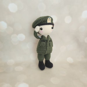 Crochet Doll Pattern, ROKA soldier with beret, Amigurumi Doll Pattern, PDF English Pattern