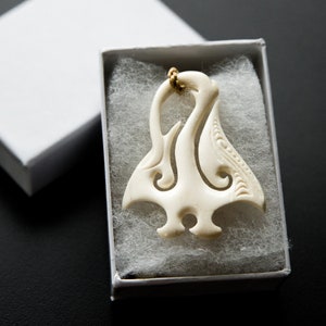 Stingray Bone Pendant with Polynesian Design