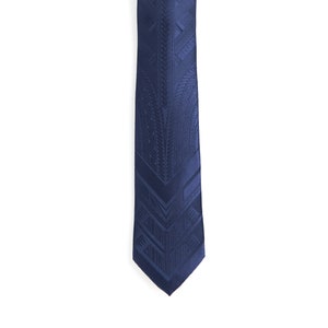 Pe'a Tatau - Navy Polynesian Skinny Necktie, Woven Samoan Tribal Tie, Cultural Gift