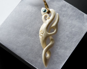 Manaia Bone Pendant with Rope Necklace