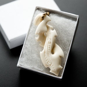 Polynesian Bone Pendant with Adjustable Rope Necklace