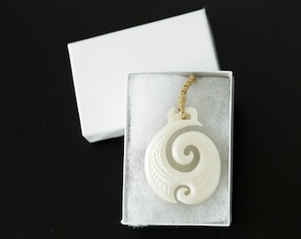 Koru Design Bone Pendant with Adjustable Rope Necklace