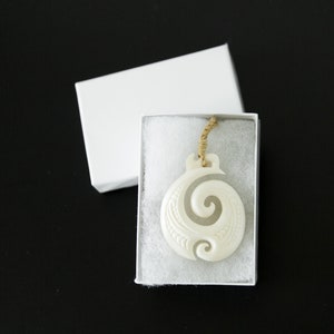 Koru Design Bone Pendant with Adjustable Rope Necklace