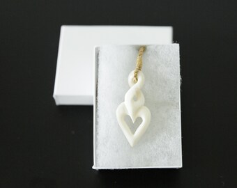 Infinity Heart Bone Pendant with Rope Necklace
