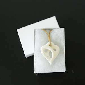 Polynesian Heart Bone Pendant with Rope Necklace