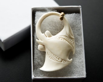 Stingray Bone Pendant with Adjustable Rope Necklace