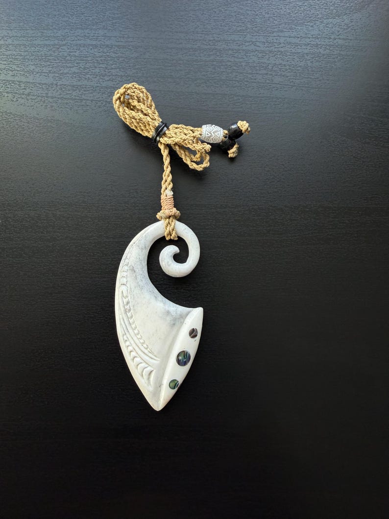 Koru Bone Pendant with Adjustable Rope Necklace image 2