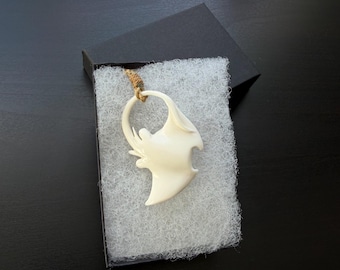 Medium Stingray Bone Pendant with Rope Necklace