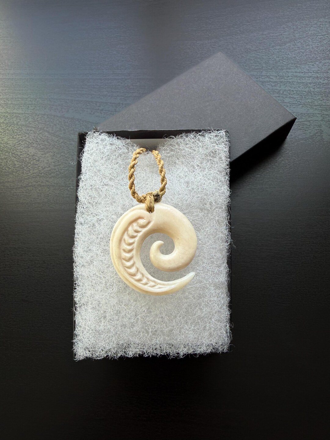 Small Koru Design Bone Pendant With Adjustable Rope Necklace - Etsy