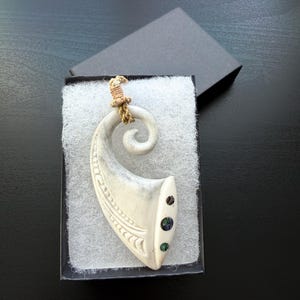 Koru Bone Pendant with Adjustable Rope Necklace image 1