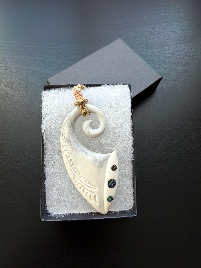 Koru Bone Pendant with Adjustable Rope Necklace image 1