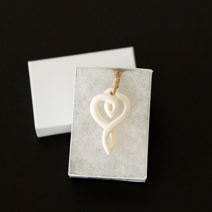 Swirl Heart Bone Pendant with Rope Necklace