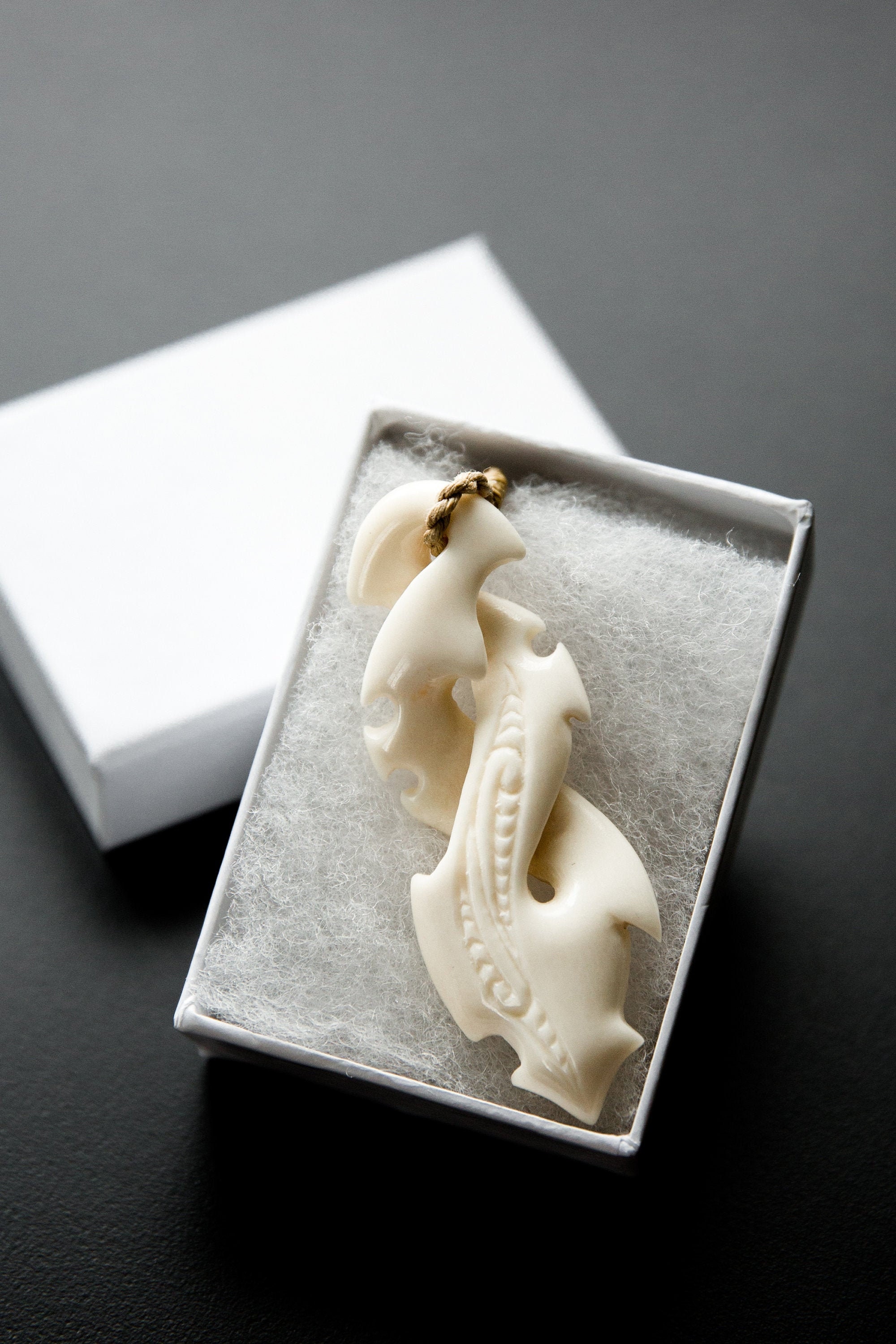 Polynesian Bone Pendant with Adjustable Rope Necklace Etsy