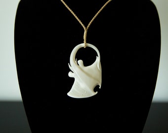 Stingray Bone Pendant with Adjustable Rope Necklace