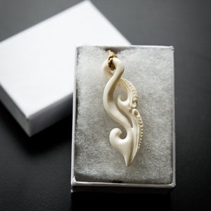 Polynesian Bone Pendant with Adjustable Rope Necklace