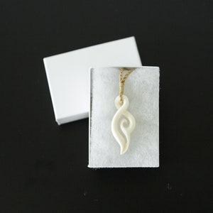 Maori Designed Bone Pendant with Adjustable Rope Necklace