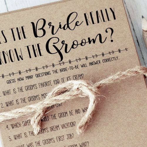 How Well Does the Groom Know the Bride Bridal Shower Etsy
