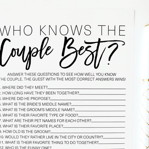 Who Knows the Couple Best Game Rustic Minimalist Bridal Shower - Etsy