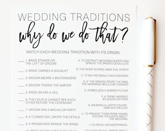 Wedding Traditions Guessing Game Printable . Why Do We Do That . Bridal Shower Trivia Games . Bridal Shower Games,Virtual Bridal Shower
