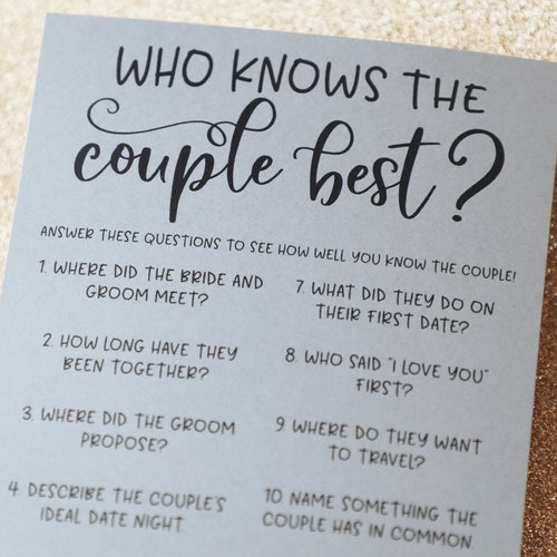 Grey Who Knows the Couple Best Bridal Shower Games. Bridal - Etsy