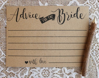 Advice for the Bride Cards . Bridal Shower Advice Cards . Bridal Advice Cards . Printable Shower Advice Cards . Instant Download . Rustic
