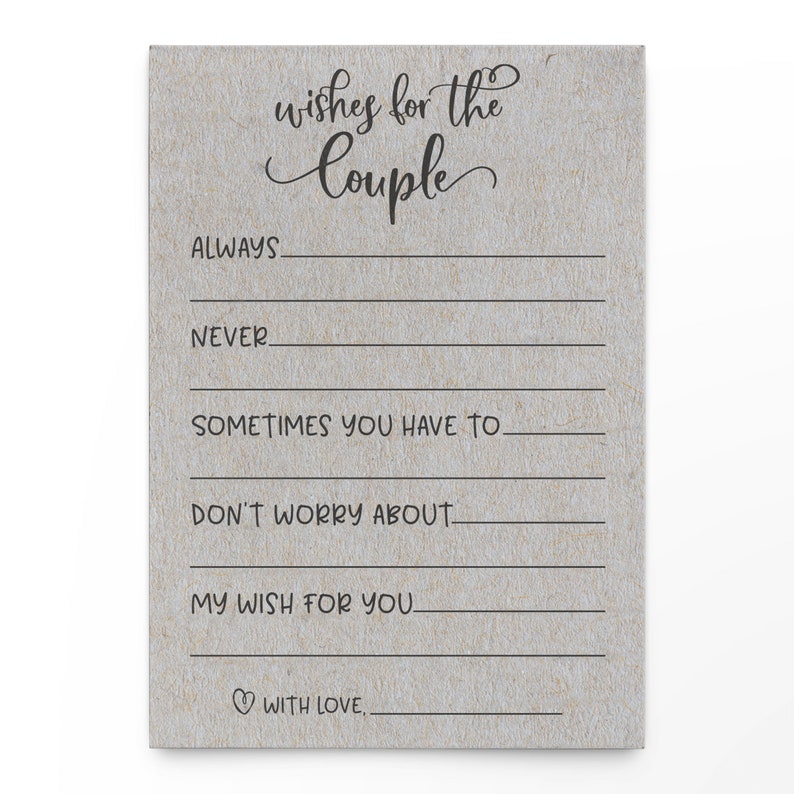 PRINTED Grey Wishes for the Couple Game Cards Etsy