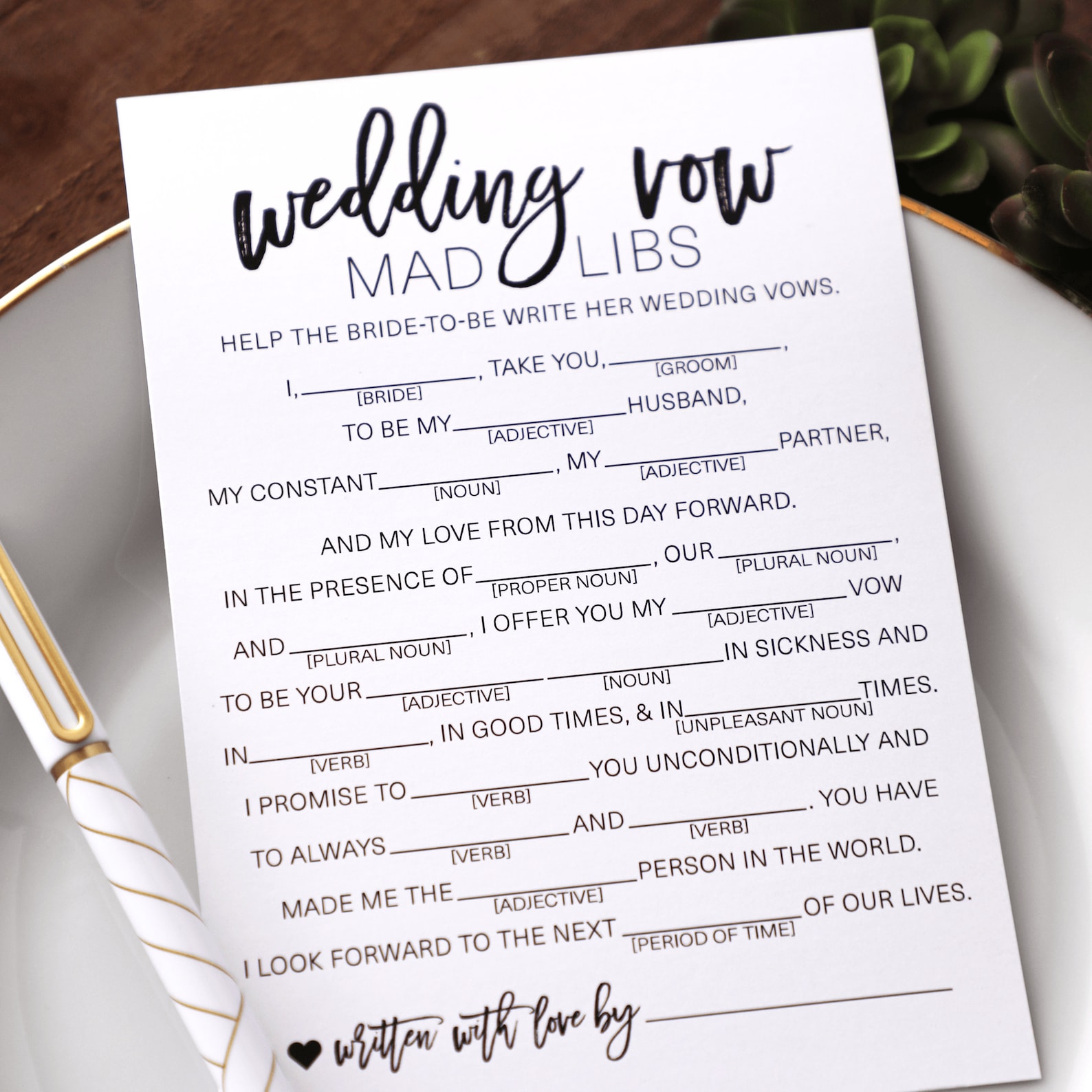 Wedding Mad Libs . Wedding Vow Mad Libs . Wedding Libs . Mad Etsy