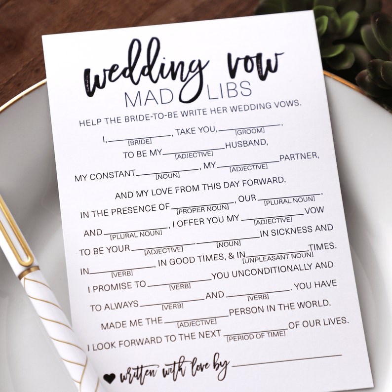 Wedding Mad Libs . Wedding Vow Mad Libs . Wedding Libs . Mad - Etsy