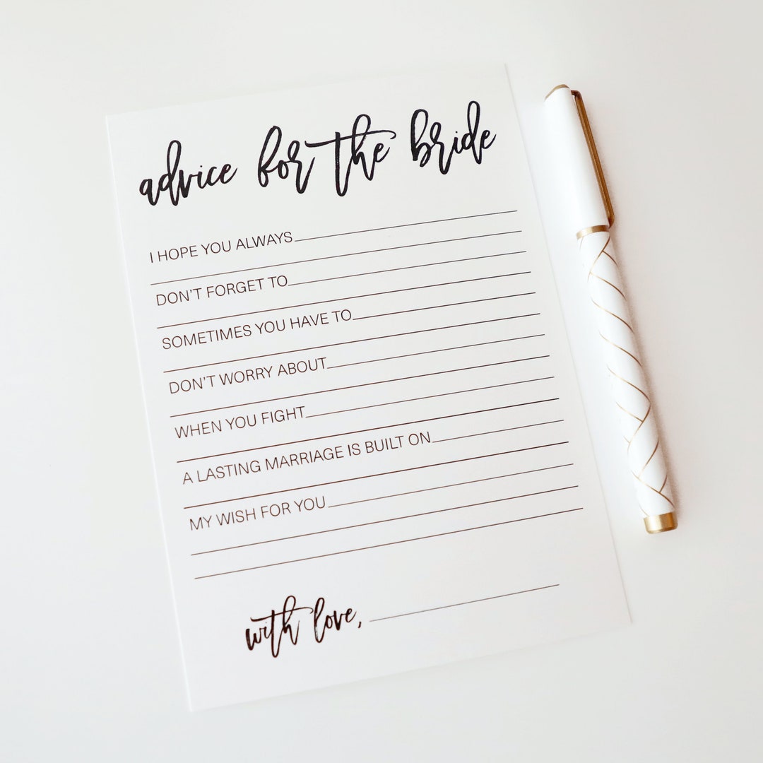 PRINTED Advice for the Bride Cards. Bridal Shower Advice Cards Etsy