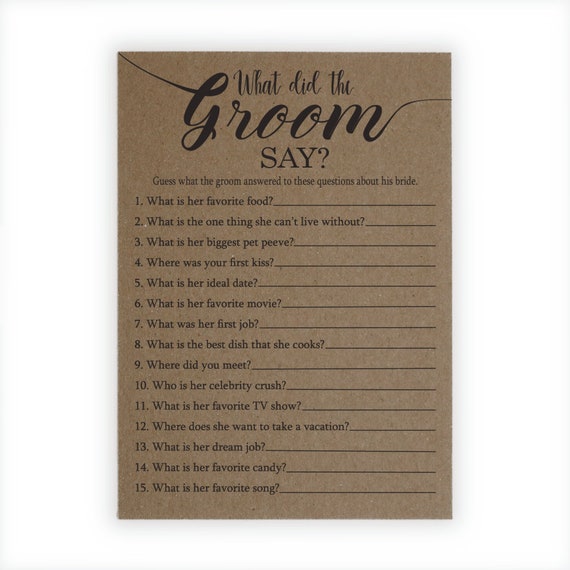 PRINTED What Did The Groom Say Bridal Shower Game . Printed | Etsy