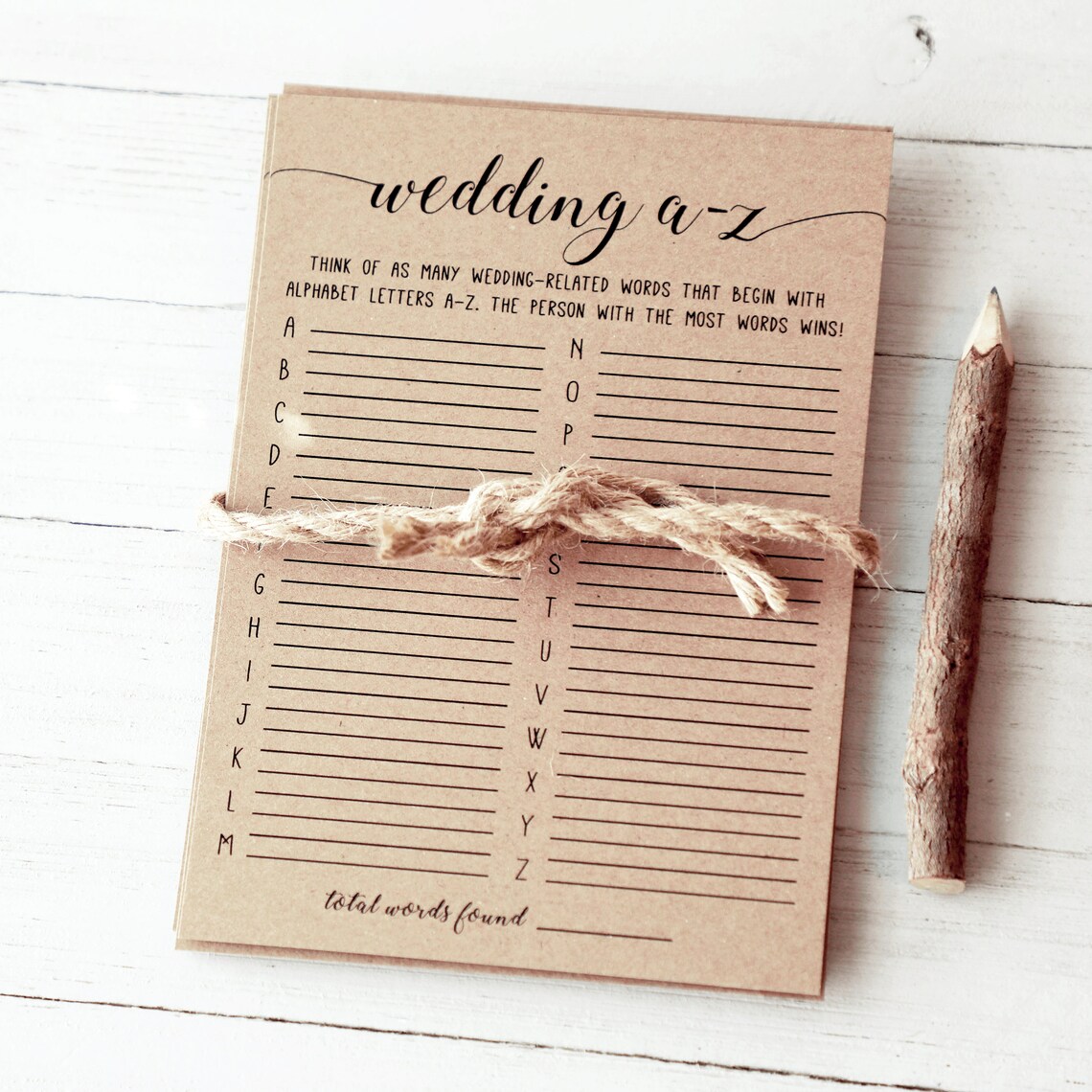 Wedding AZ Game . Bridal Alphabet Game . Bridal Shower Games Etsy