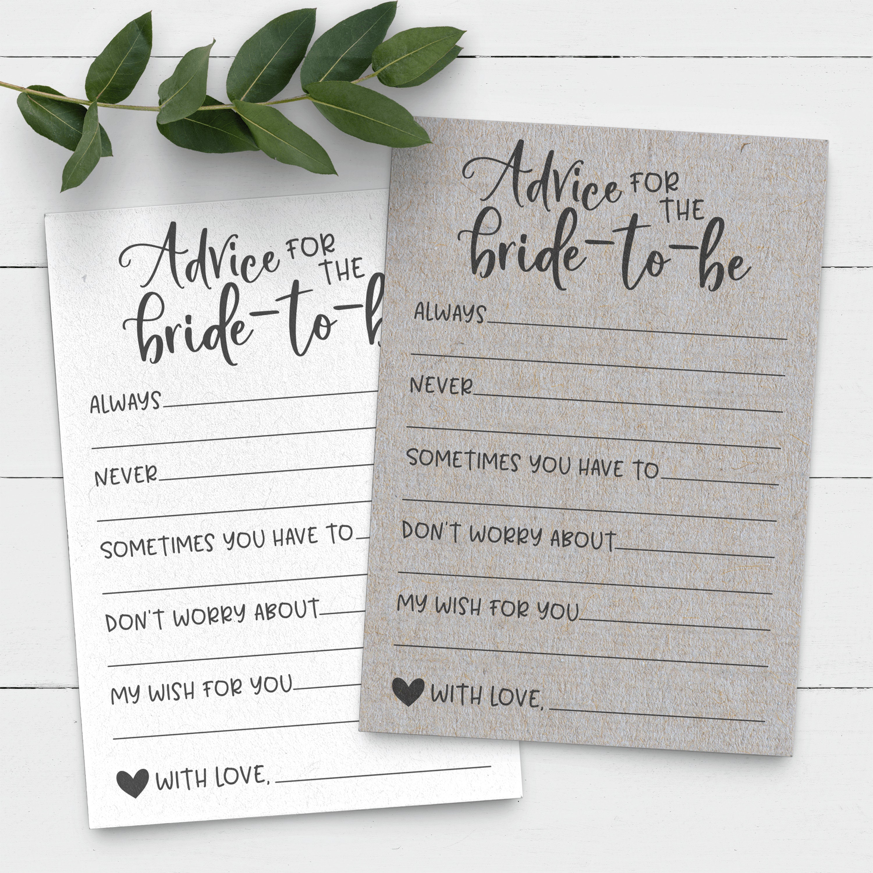 Grey Advice for the Bride Cards . Advice for the Bride Cards . Etsy