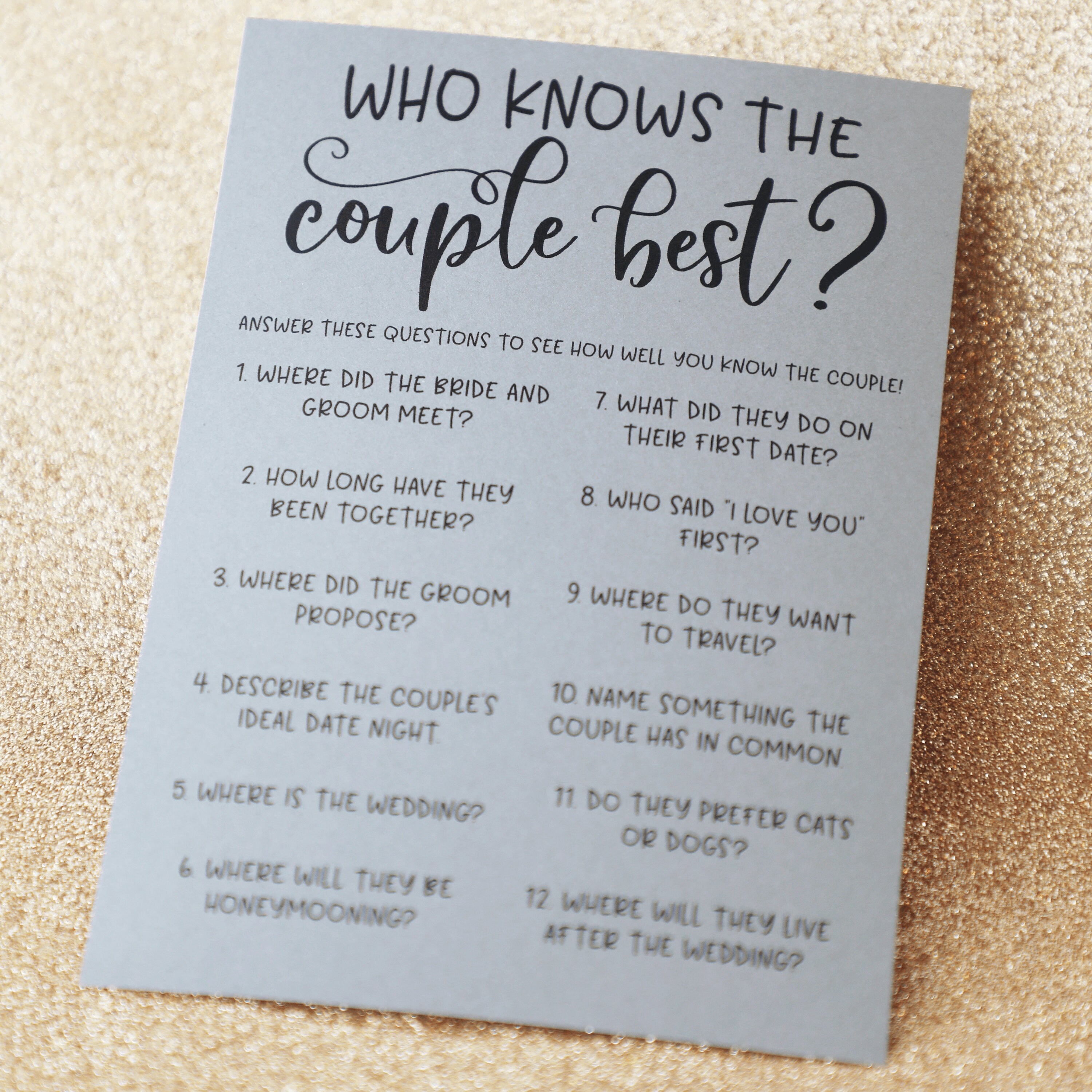 Grey Who Knows the Couple Best Bridal Shower Games. Bridal - Etsy