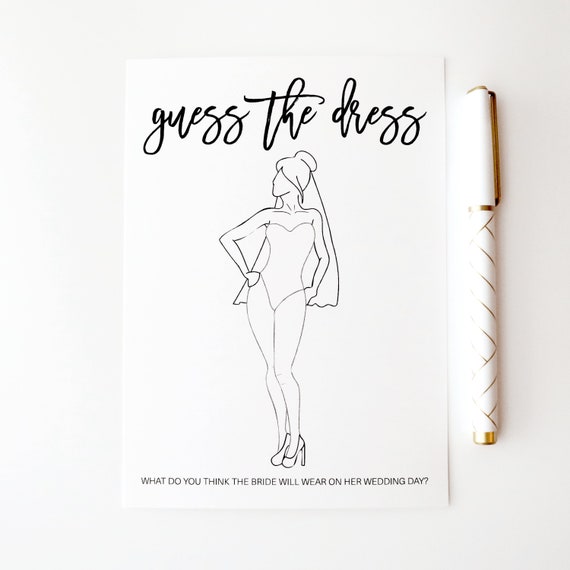 Printed Guess The Dress Printable Bridal Shower Game Guess Etsy