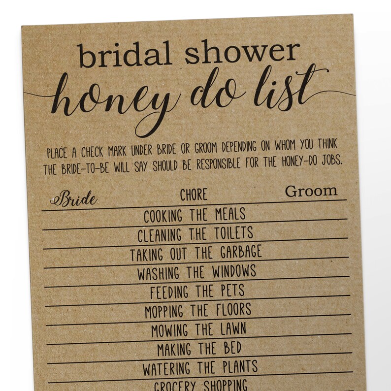 Bridal Shower Honey Do List . Unique Bridal Shower Etsy